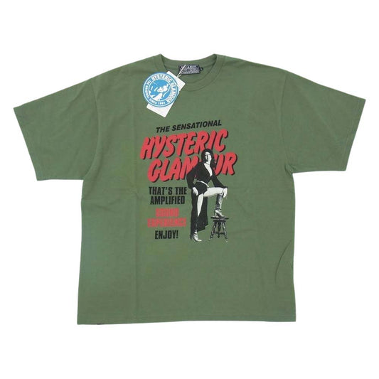 HYSTERIC GLAMOUR ヒステリックグラマー 02221CT14 THE SENSATIONAL プリント Tシャツ グリーン系 L【新古品】【未使用】【中古】