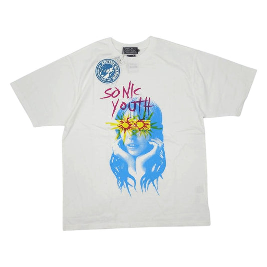 HYSTERIC GLAMOUR ヒステリックグラマー 02221CT17 SONIC YOUTH/SUNBURST EYES プリント Tシャツ ホワイト系 L【新古品】【未使用】【中古】
