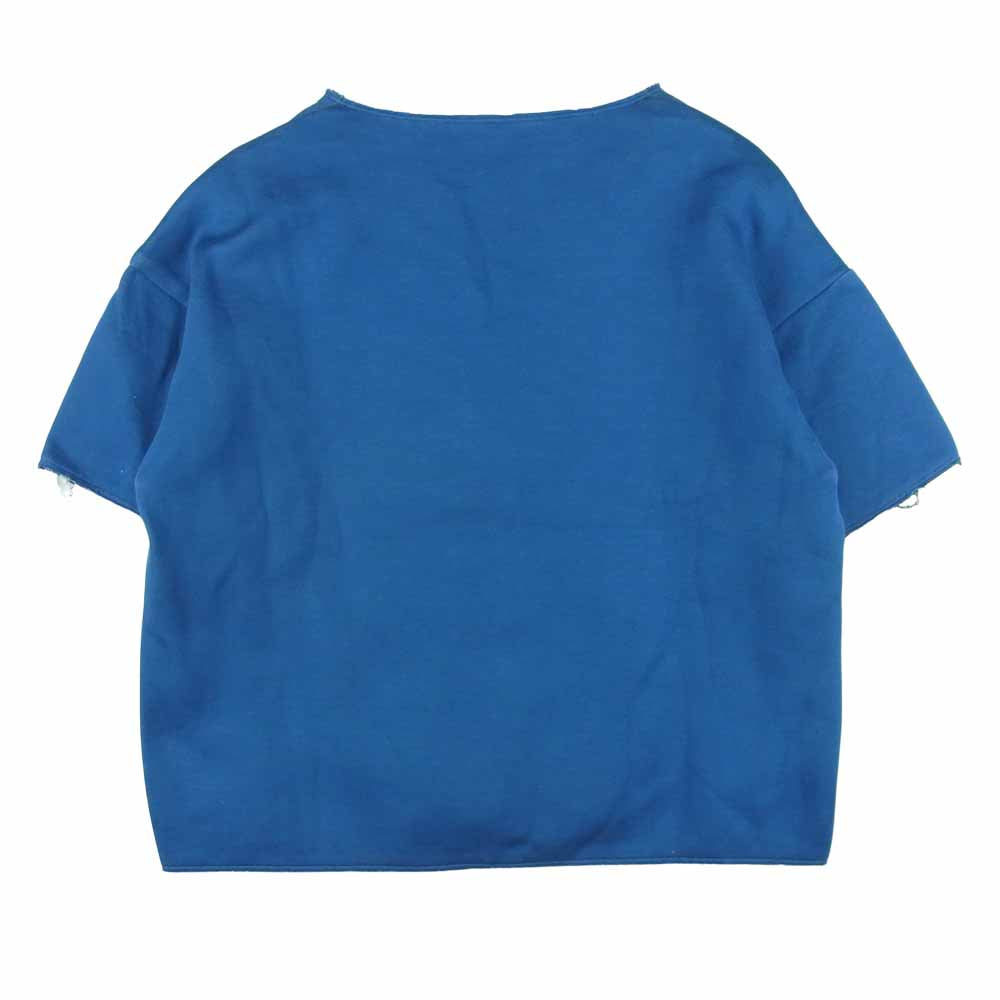 ENFOLD エンフォルド Vネック カットオフ カットソー 半袖 コットン ナイロン 日本製 ブルー系 1【中古】