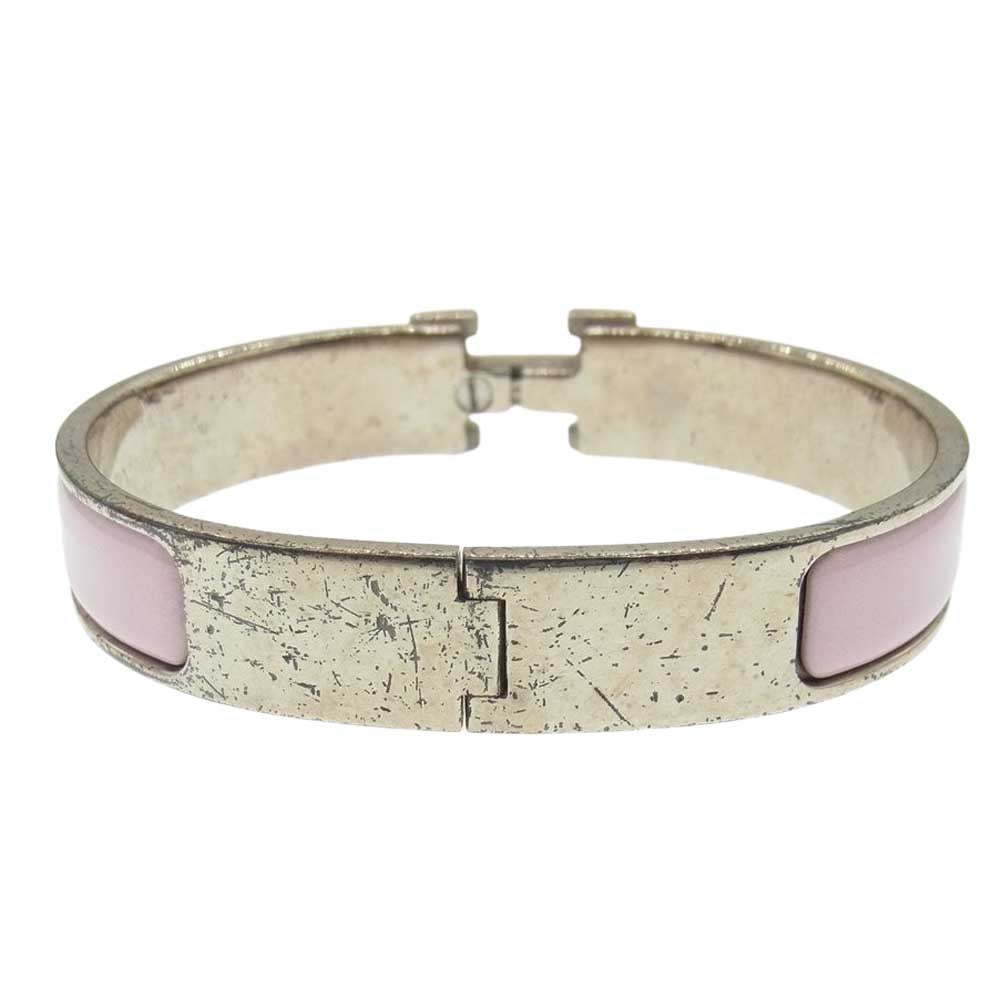 HERMES エルメス G刻印 Hロゴ バングル ブレスレット PM ピンク系【中古】