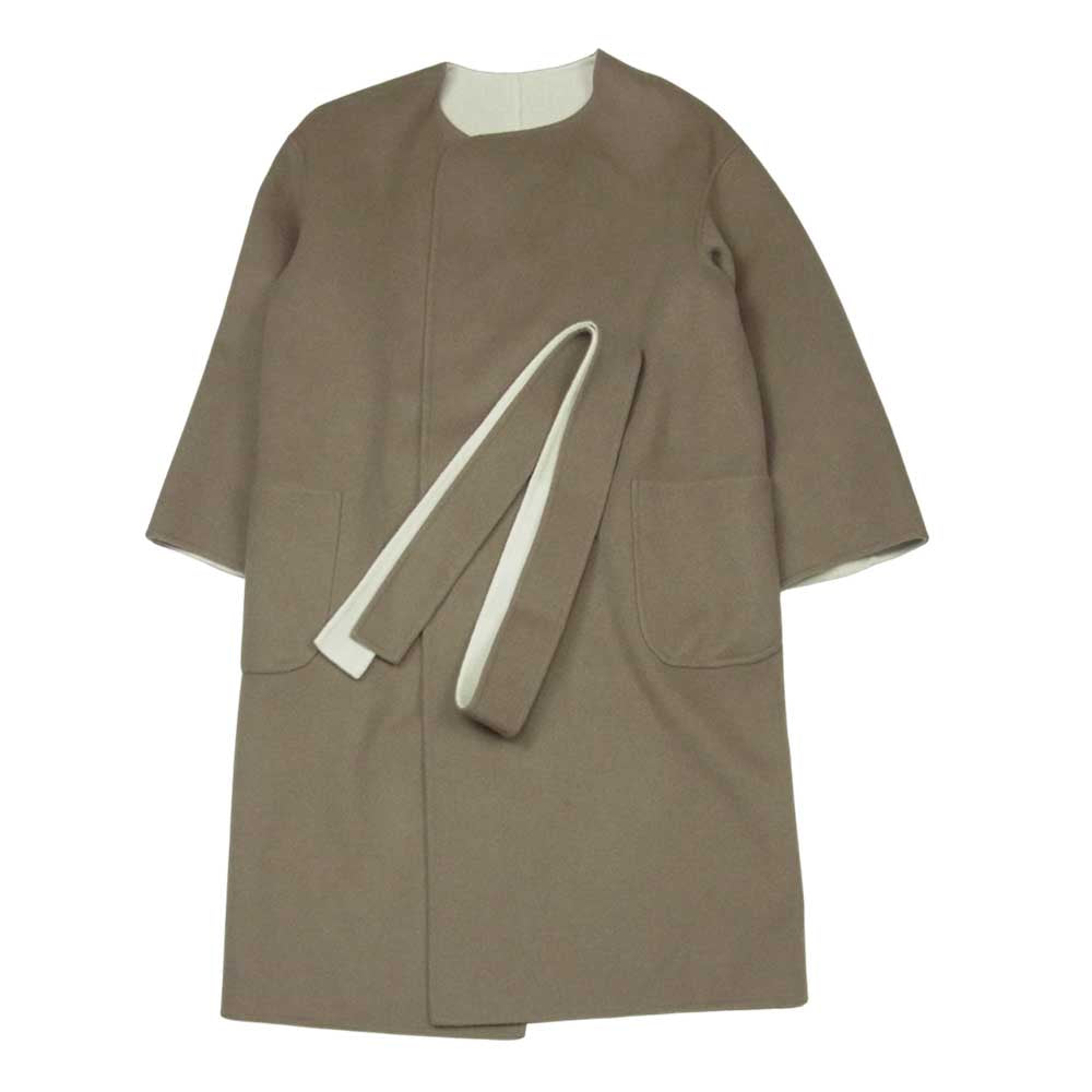 ロク 1625-104-3945 BEAUTY & YOUTH ビューティー アンド ユース REVER SEWING GOWN COAT リバーシブル ウール ガウン コート オフホワイト系 グレイッシュブラウン系 34【中古】