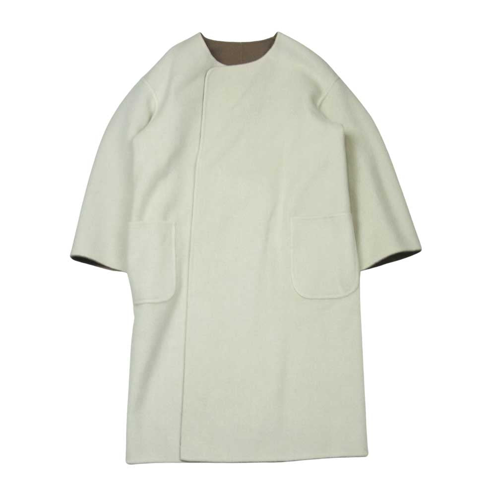 ロク 1625-104-3945 BEAUTY & YOUTH ビューティー アンド ユース REVER SEWING GOWN COAT リバーシブル ウール ガウン コート オフホワイト系 グレイッシュブラウン系 34【中古】