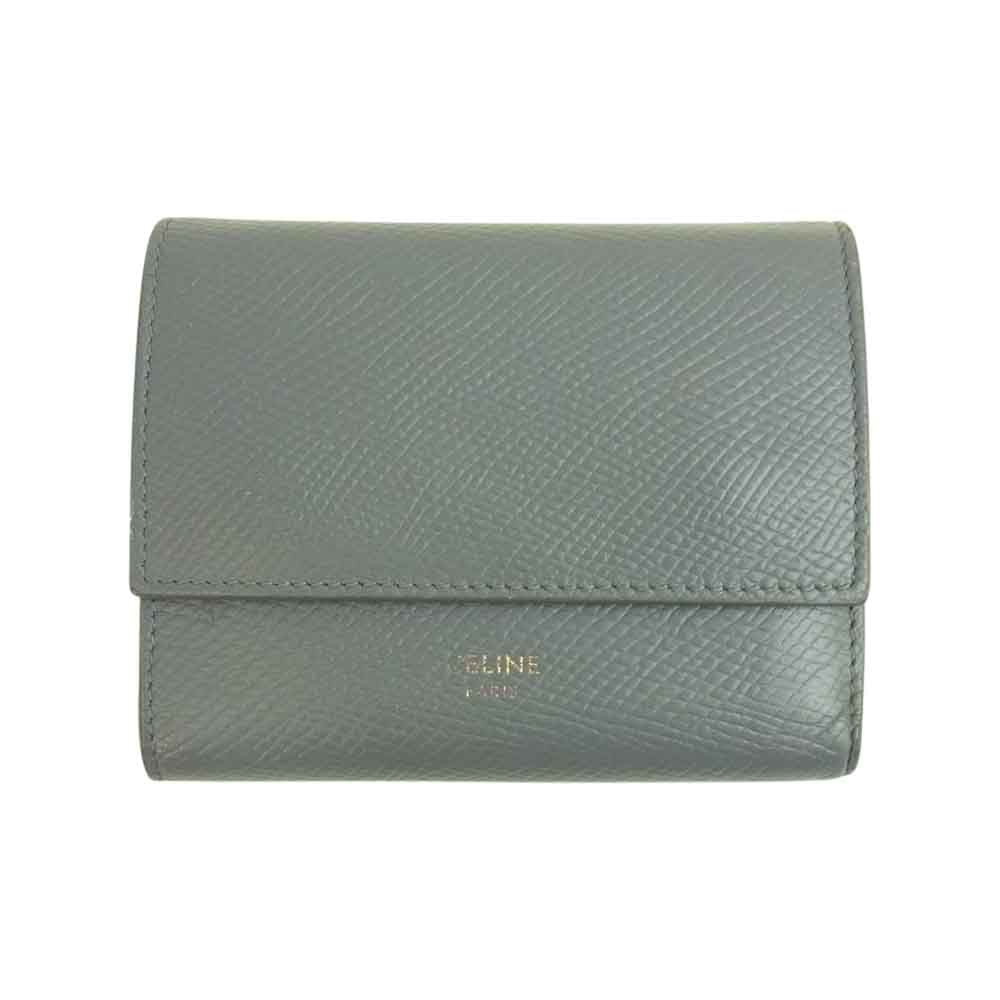 CELINE セリーヌ 三つ折り スモール トリフォールド ウォレット ダークグレー系【中古】
