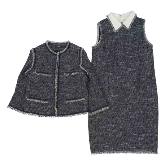 theory セオリー 襟付き ツイード ワンピース ジャケット セットアップ グレー系【中古】