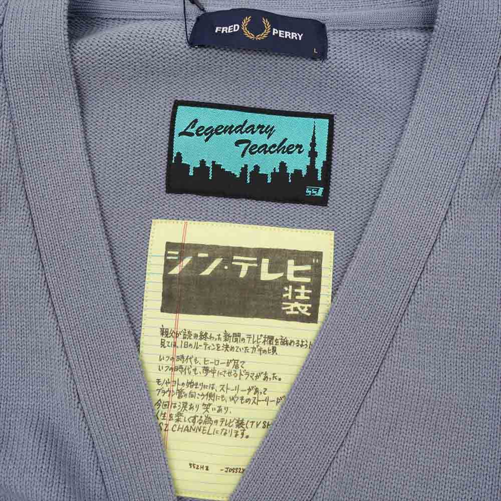 FRED PERRY フレッドペリー SS2 22SS L/TEACHER C/G オーバーサイズ カーディガン ブルー系 L【新古品】【未使用】【中古】