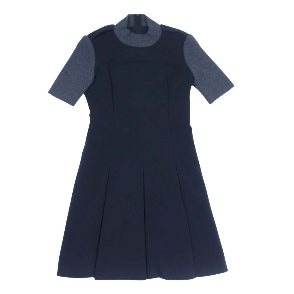 FOXEY フォクシー NEW YORK ニューヨーク 34597-MAOFY101LNM ニット 切替 ワンピース 半袖 ダークネイビー系 40【中古】