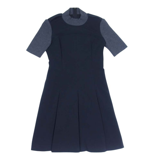 FOXEY フォクシー NEW YORK ニューヨーク 34597-MAOFY101LNM ニット 切替 ワンピース 半袖 ダークネイビー系 40【中古】