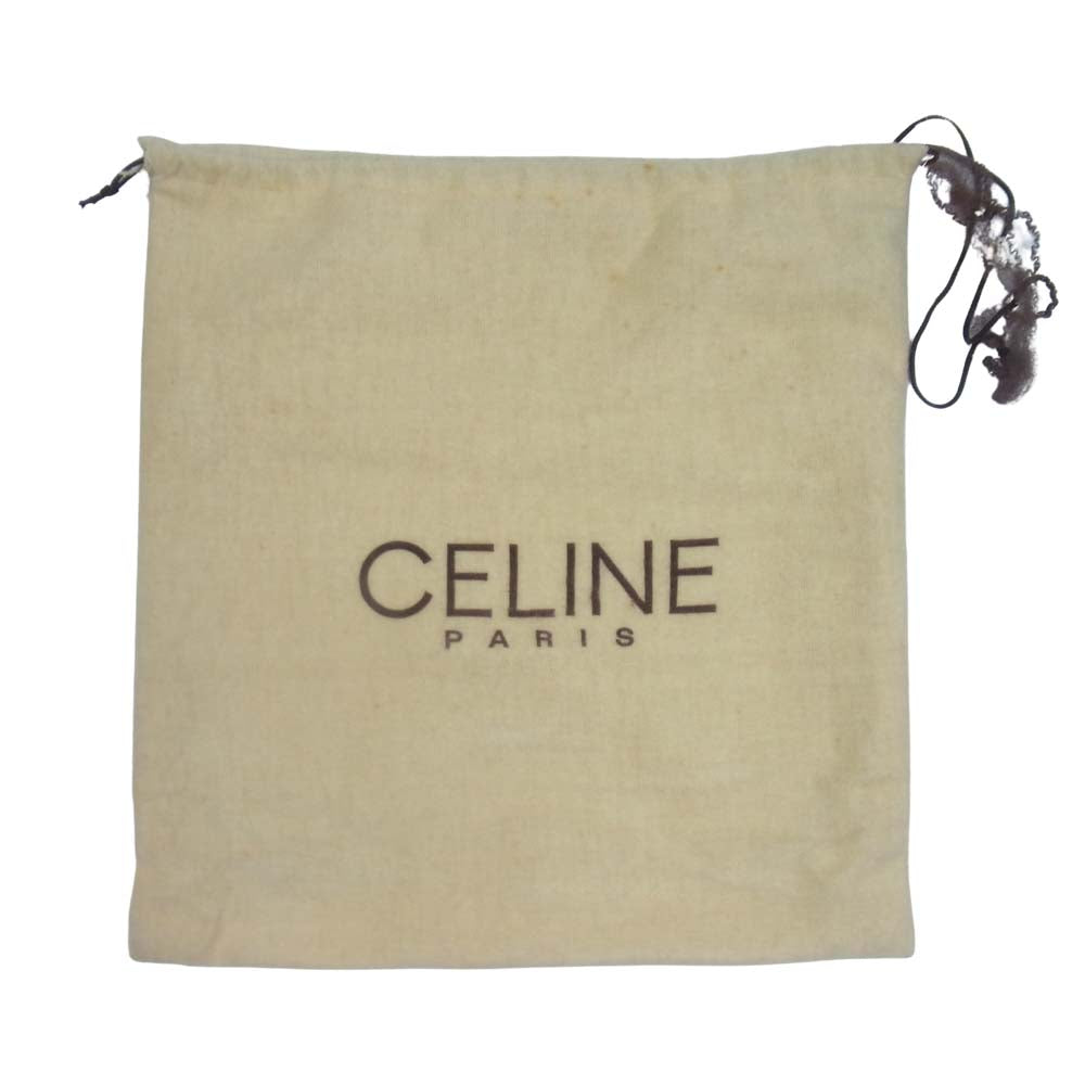 CELINE セリーヌ オールド レザー ダブル フラップ ハンド バッグ ブラック系【中古】