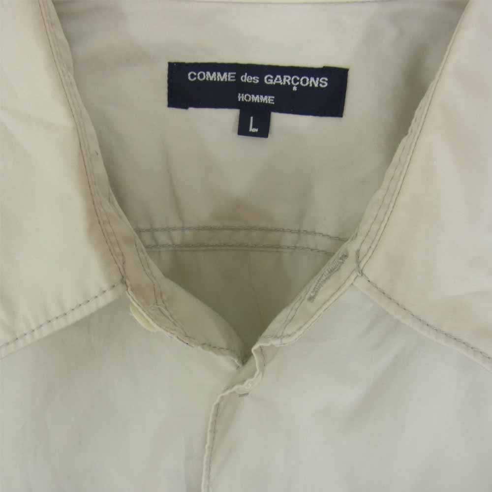 COMME des GARCONS コムデギャルソン HOMME 21SS HG-B008 AD2020 L/S COTTON SHIRT オム 製品加工 パッカリング ブロード 長袖 シャツ グレー系 L【中古】