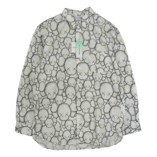 COMME des GARCONS コムデギャルソン SHIRT × KAWS 21AW FH-B025-W21-1 CLASSIC SHIRT カウズ プリント コットンポプリン クラシック 長袖 シャツ ホワイト系 L【新古品】【未使用】【中古】
