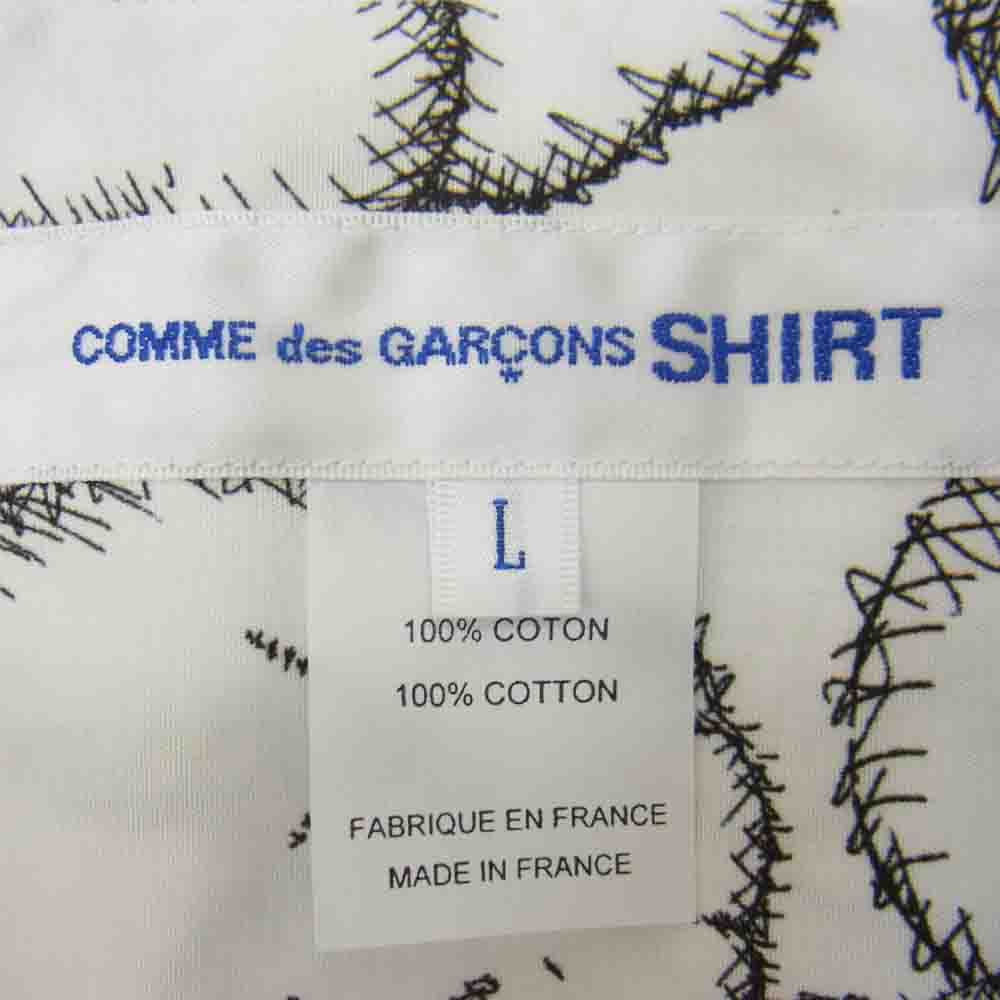 COMME des GARCONS コムデギャルソン SHIRT × KAWS 21AW FH-B025-W21-1 CLASSIC SHIRT カウズ プリント コットンポプリン クラシック 長袖 シャツ ホワイト系 L【新古品】【未使用】【中古】