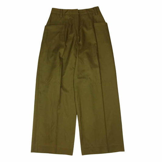 シクラス シルクコットン ワイド パンツ  カーキ系 34【中古】