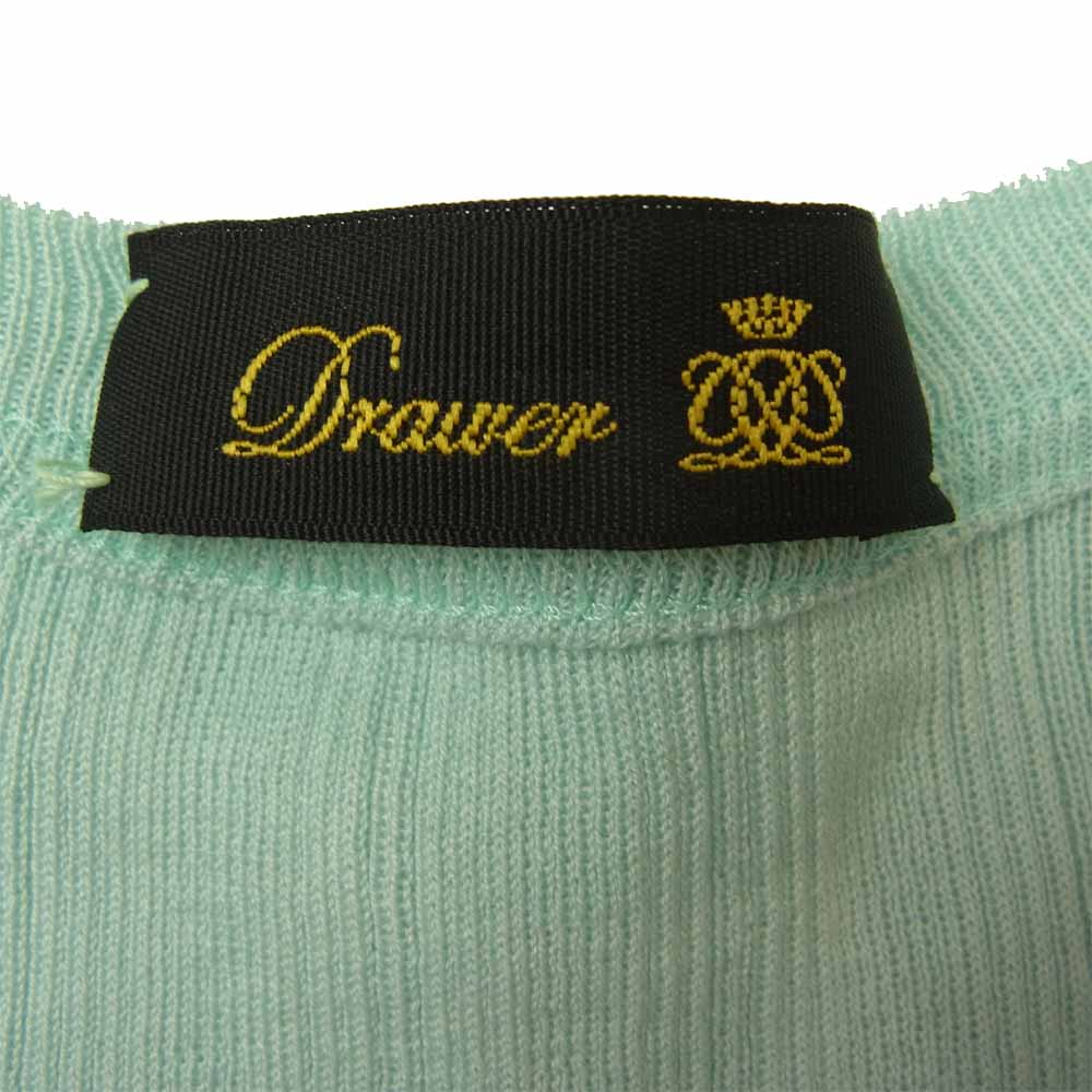 Drawer ドゥロワー 6517-206-0597 コットン ハリヌキ ショート スリーブ カットソー 半袖 グリーン系【美品】【中古】