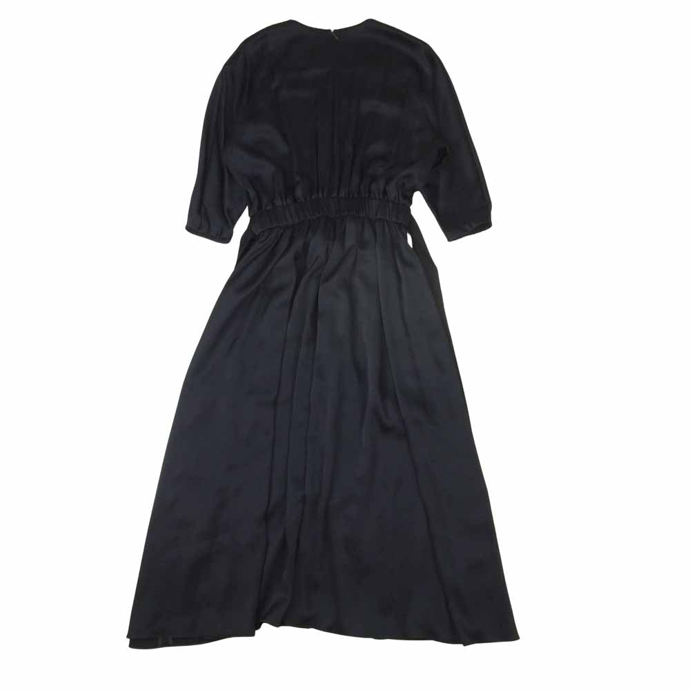 シクラス キーネック ギャザー ロング ドレス ワンピース  ネイビー系 34【美品】【中古】