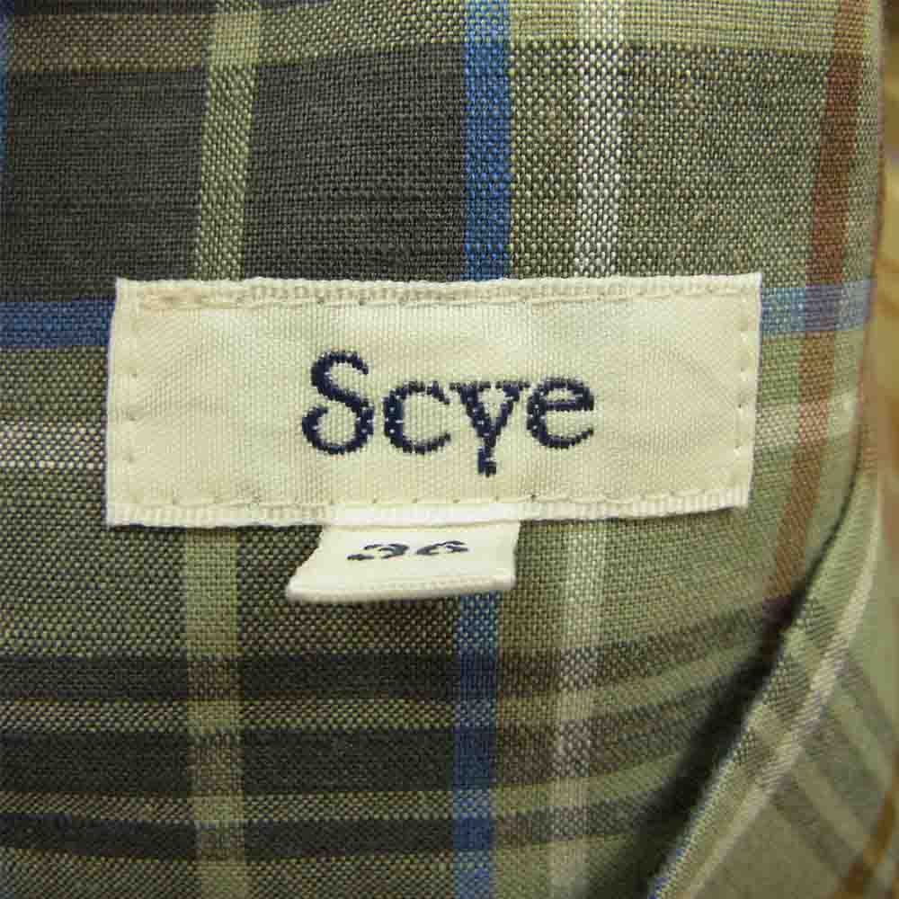Scye サイ 1218-91048 ソフトプリーツ リネンコットン マドラスチェック マキシ丈 スカート グリーン系 36【中古】