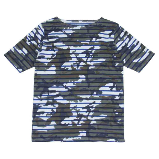 SOPHNET. ソフネット 15SS SOPH-150072 S/S CAMOUFLAGE OVER PRINT BORDER BOAT NECK CUT & SEWN カモ ボーダー ボートネック カットソー BLUECAMOUFLAGE L【新古品】【未使用】【中古】