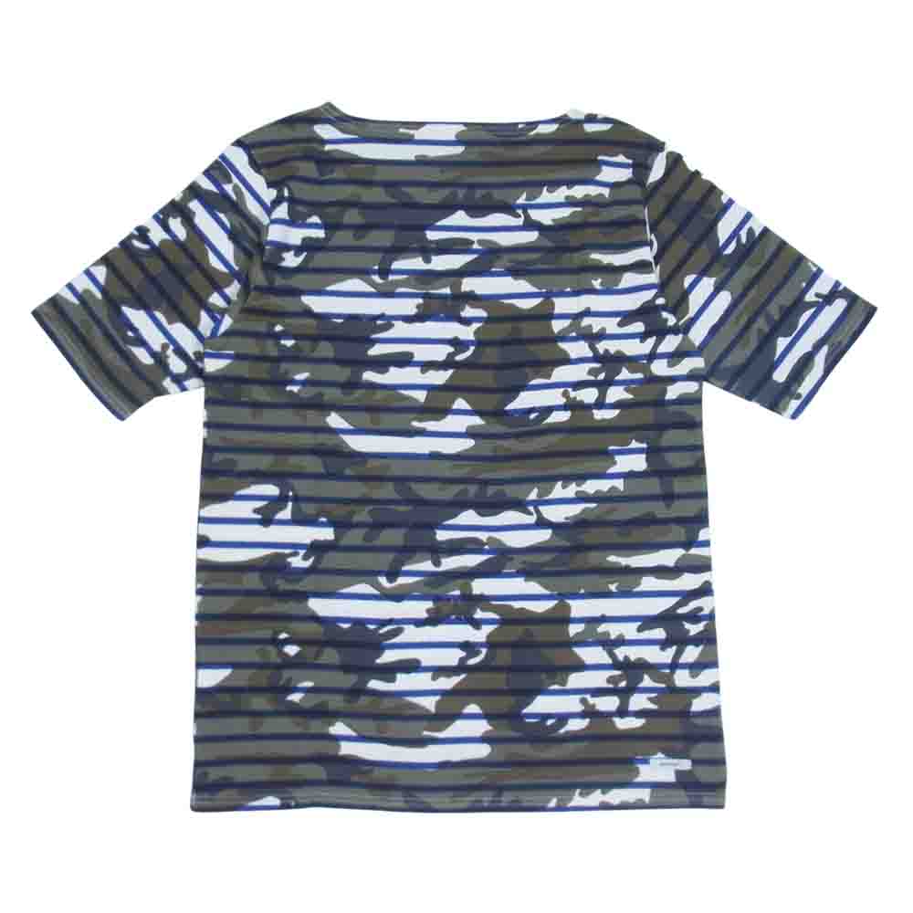 SOPHNET. ソフネット 15SS SOPH-150072 S/S CAMOUFLAGE OVER PRINT BORDER BOAT NECK CUT & SEWN カモ ボーダー ボートネック カットソー BLUECAMOUFLAGE L【新古品】【未使用】【中古】