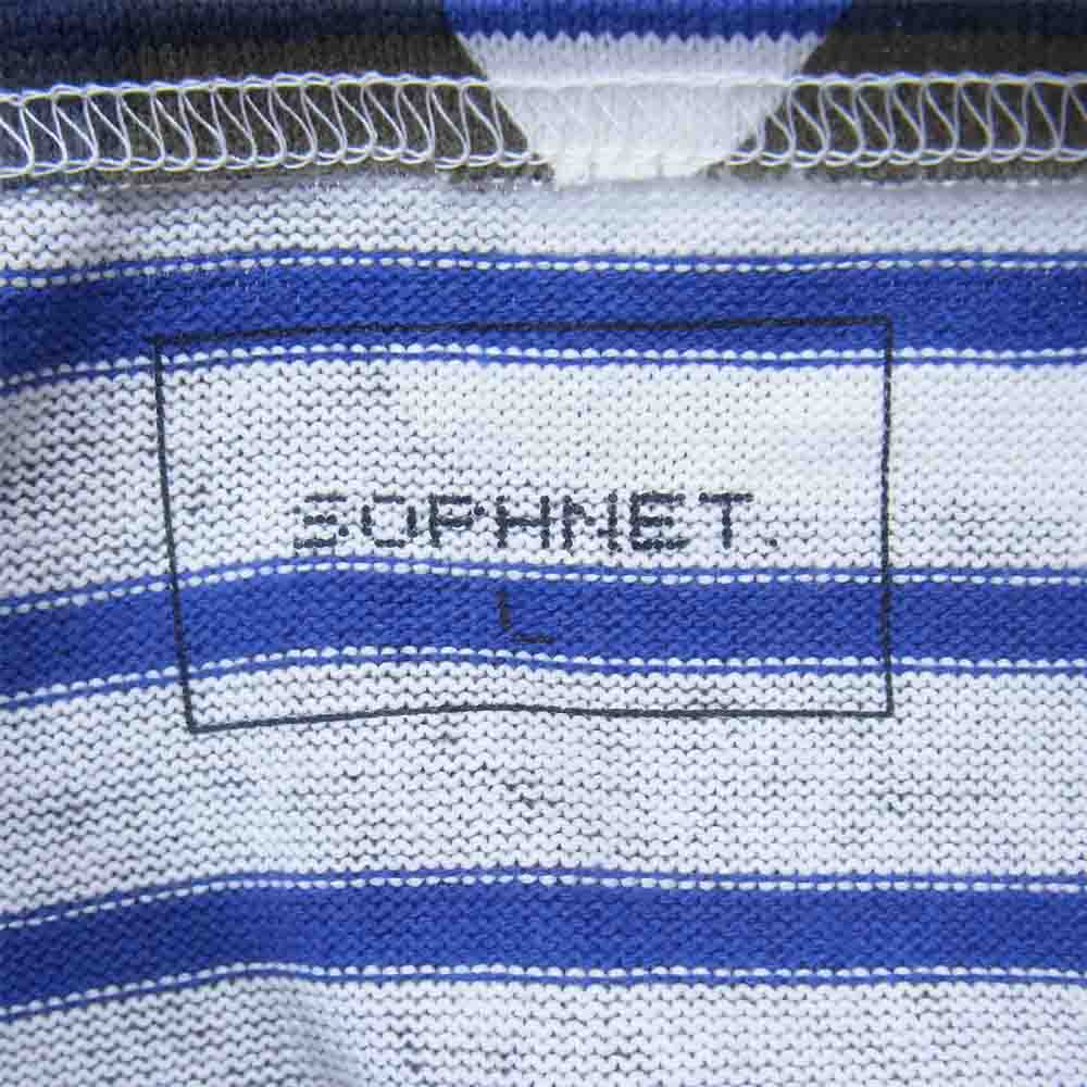 SOPHNET. ソフネット 15SS SOPH-150072 S/S CAMOUFLAGE OVER PRINT BORDER BOAT NECK CUT & SEWN カモ ボーダー ボートネック カットソー BLUECAMOUFLAGE L【新古品】【未使用】【中古】