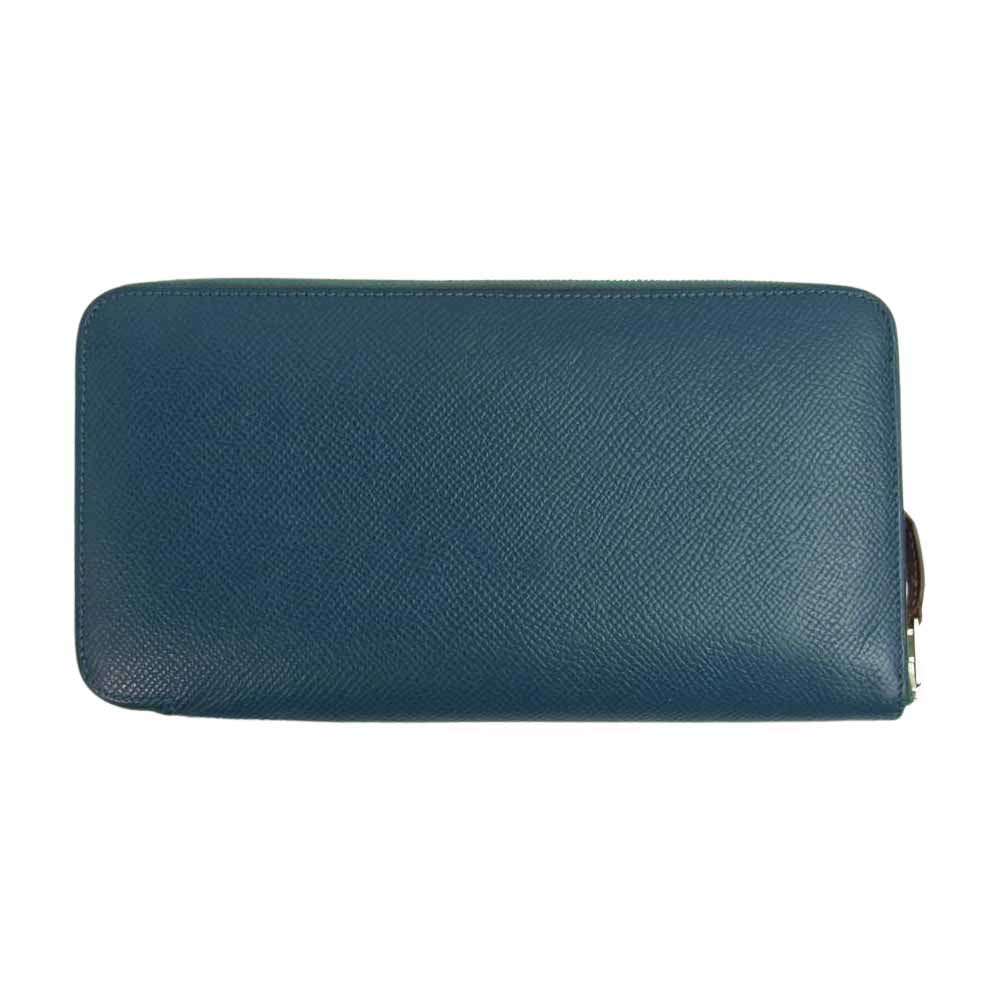 HERMES エルメス T刻印 アザップ ロング シルクイン デッラ カヴァッレリア ラウンドファスナー ウォレット ブルー系【中古】