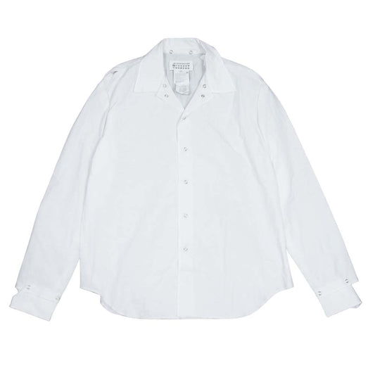 MAISON MARGIELA メゾンマルジェラ 10ライン スタッフタグ S30DL0358 スナップ ハトメシーム オープンカラー シャツ ホワイト系 39【中古】