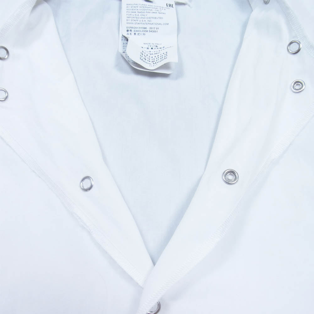 MAISON MARGIELA メゾンマルジェラ 10ライン スタッフタグ S30DL0358 スナップ ハトメシーム オープンカラー シャツ ホワイト系 39【中古】