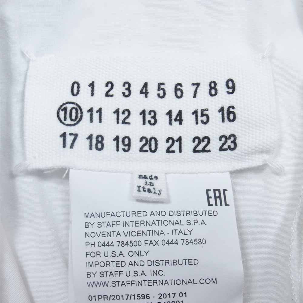 MAISON MARGIELA メゾンマルジェラ 10ライン スタッフタグ S30DL0358 スナップ ハトメシーム オープンカラー シャツ ホワイト系 39【中古】