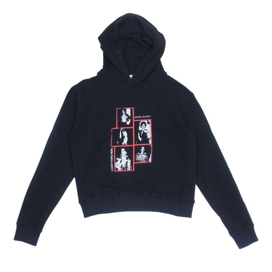 SAINT LAURENT サンローラン ケリングジャパンタグ 553452 YBCP2 ポラロイドプリント プルオーバー パーカー ブラック系 XS【中古】