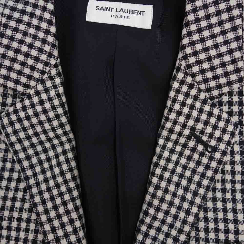 SAINT LAURENT サンローラン 国内正規品 エディ期 16SS 410906 Y677L モヘアウール 裏地シルク100％ ギンガムチェック テーラードジャケット オフホワイト系 46【中古】