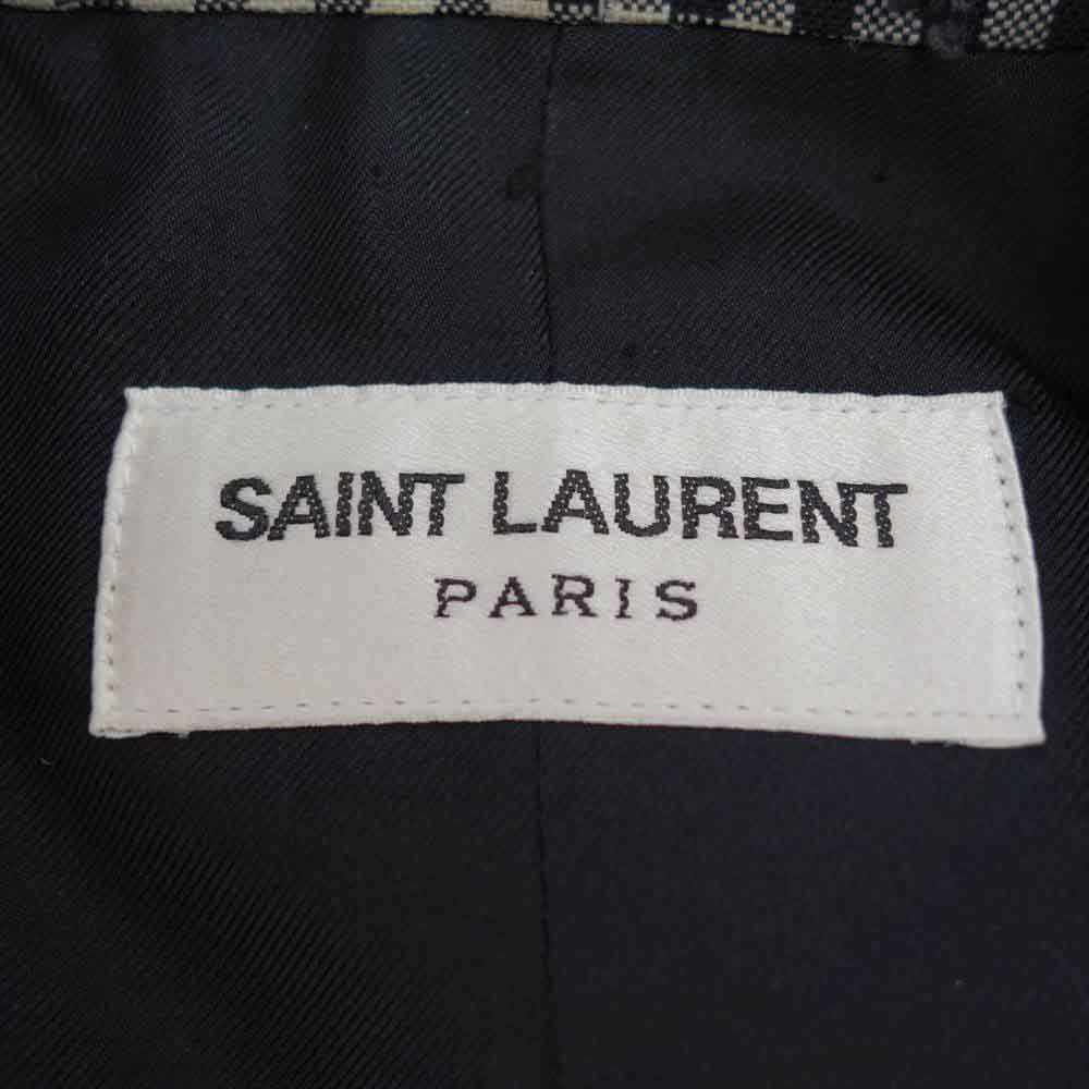 SAINT LAURENT サンローラン 国内正規品 エディ期 16SS 410906 Y677L モヘアウール 裏地シルク100％ ギンガムチェック テーラードジャケット オフホワイト系 46【中古】