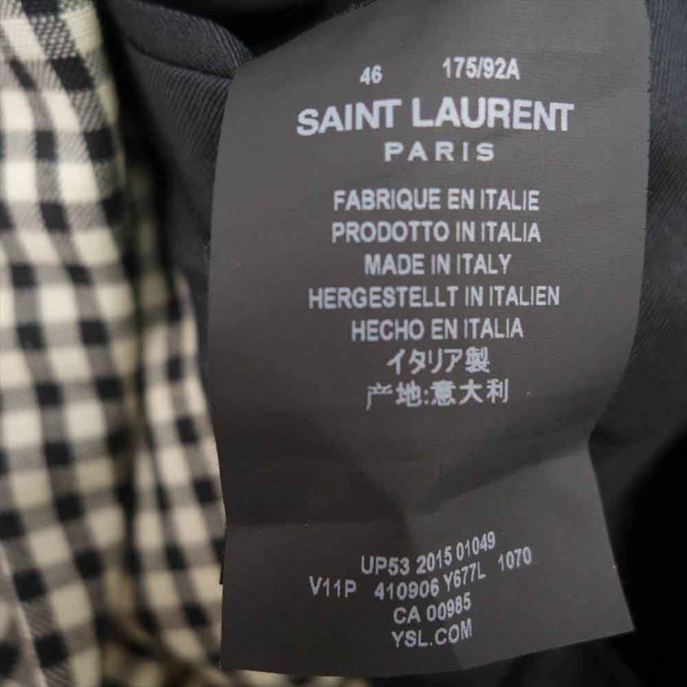 SAINT LAURENT サンローラン 国内正規品 エディ期 16SS 410906 Y677L モヘアウール 裏地シルク100％ ギンガムチェック テーラードジャケット オフホワイト系 46【中古】