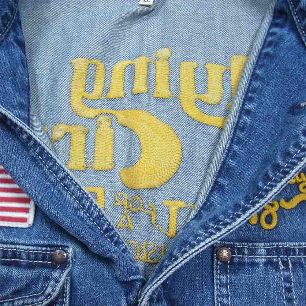 AVIREX アヴィレックス TYPE BLUE タイプ ブルー ワッペン 刺繍 カスタム デニム ジャンプ スーツ ツナギ インディゴブルー系 XL【中古】