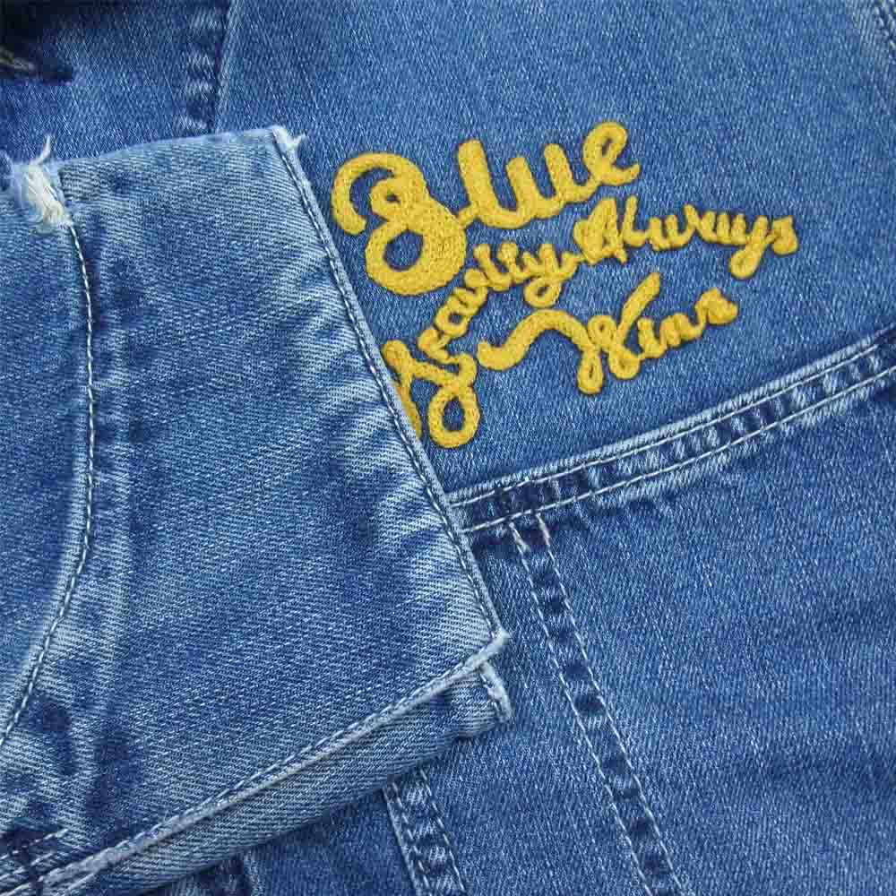AVIREX アヴィレックス TYPE BLUE タイプ ブルー ワッペン 刺繍 カスタム デニム ジャンプ スーツ ツナギ インディゴブルー系 XL【中古】