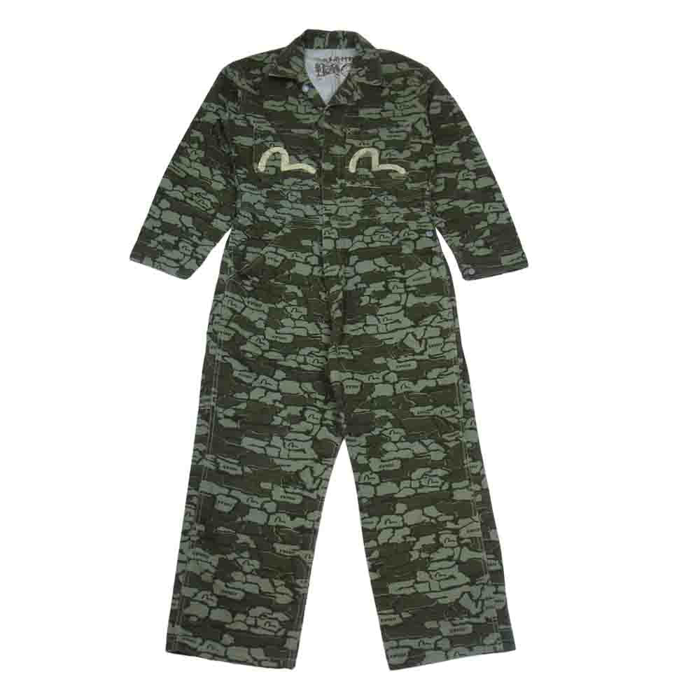 EVISU エヴィス Lot.1010 カモ ジャンプ スーツ ツナギ モスグリーン系 42【中古】
