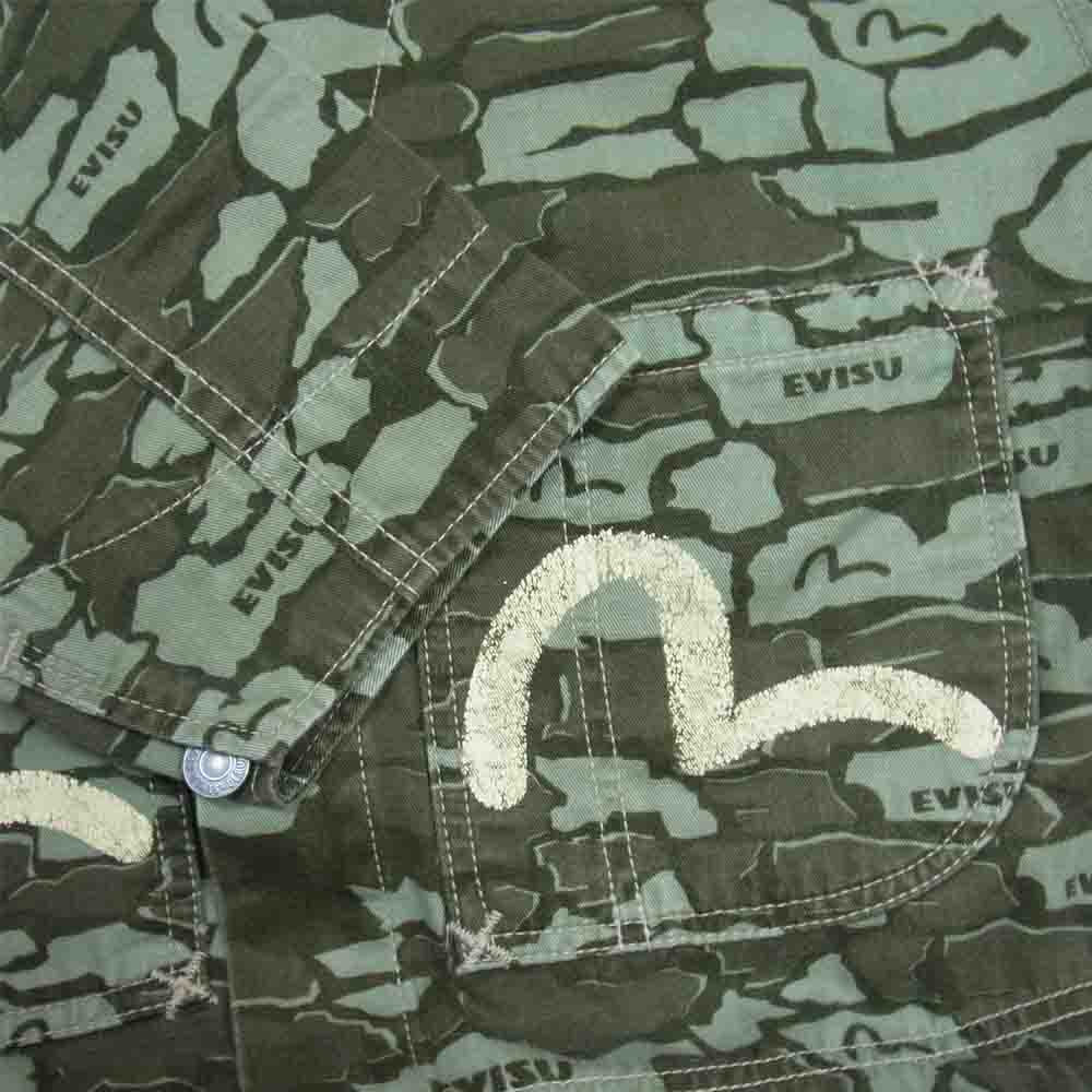 EVISU エヴィス Lot.1010 カモ ジャンプ スーツ ツナギ モスグリーン系 42【中古】