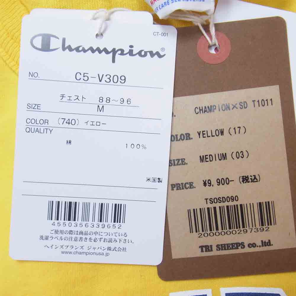 STANDARD CALIFORNIA スタンダードカリフォルニア × CHAMPION チャンピオン SD T1011 ロゴ プリント Tシャツ イエロー系 M【新古品】【未使用】【中古】