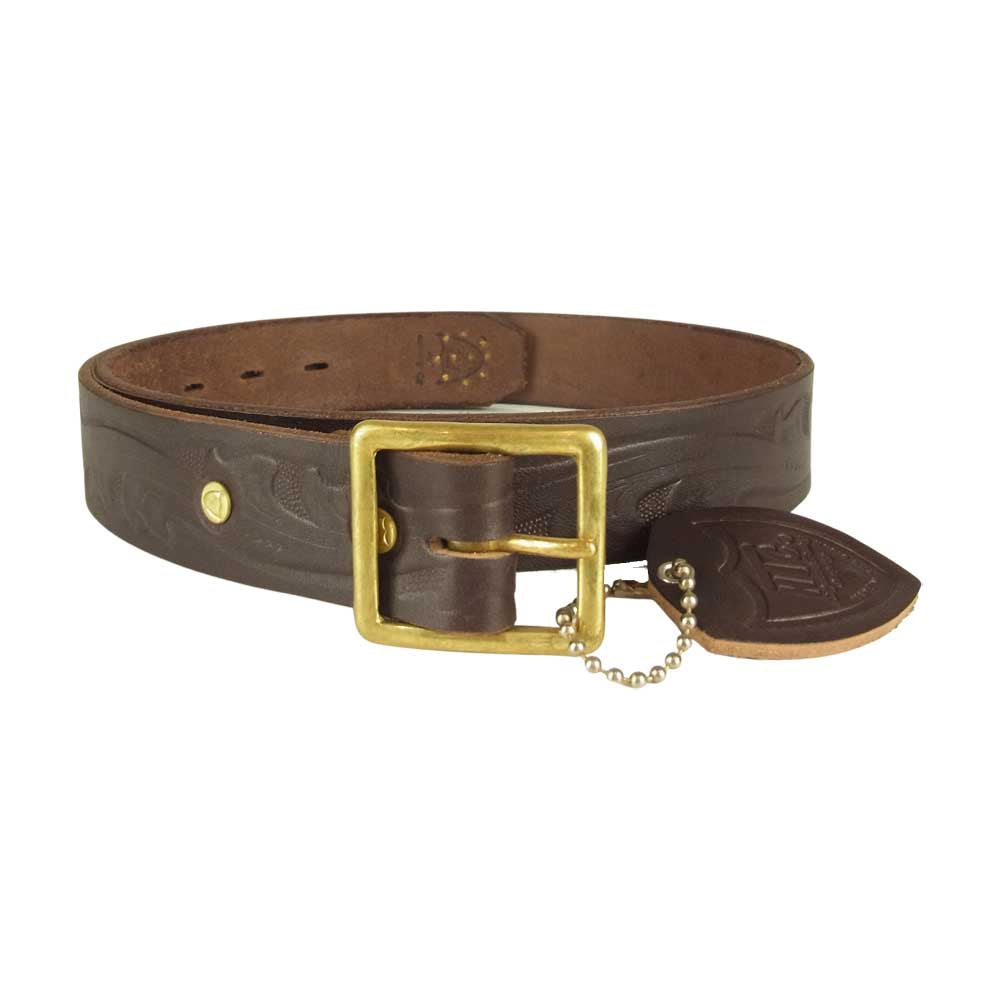 STANDARD CALIFORNIA スタンダードカリフォルニア × HTC エイチティーシー BELT EMB12 END ONLY #FLOWER ST 1.25 エンボスレザー エンドオンリー フラワー スタッズ レザー ベルト ブラウン系 32【新古品】【未使用】【中古】