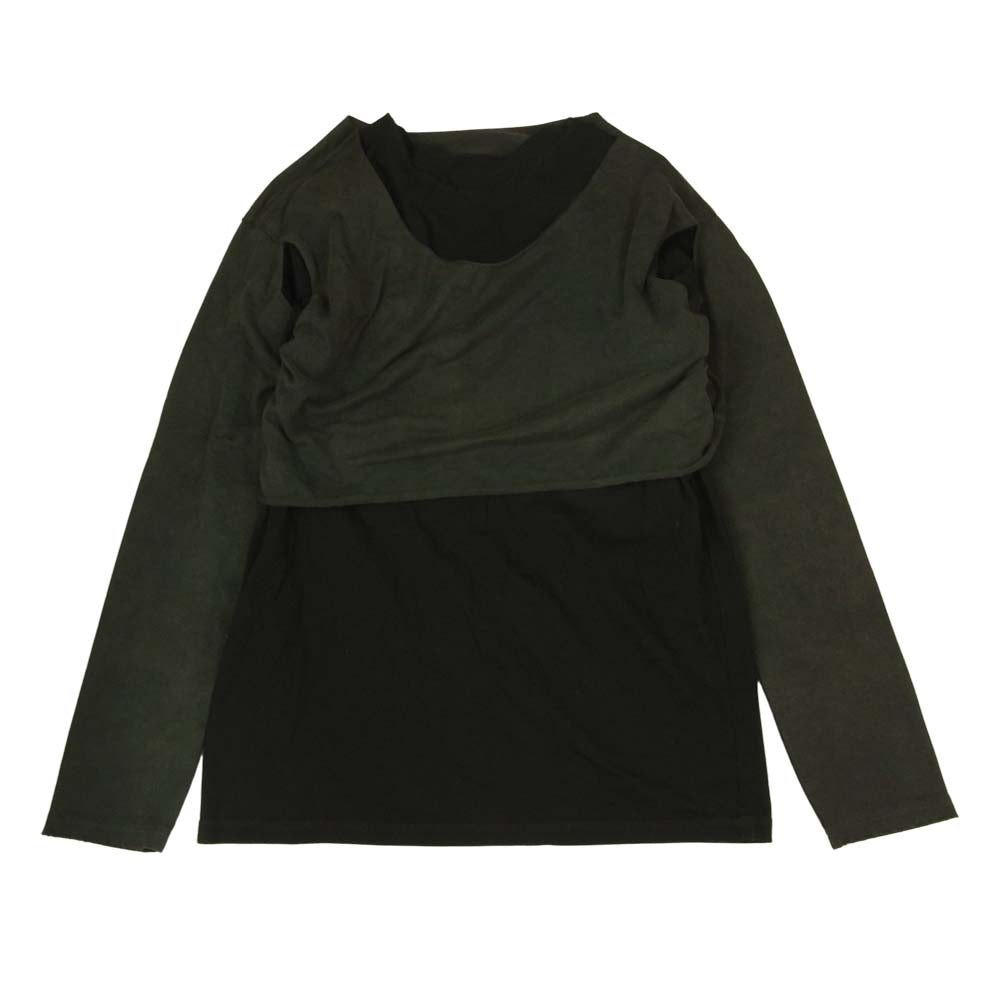 パーバーズ LAYER SLIT LONG TEE レイヤード スリット Tシャツ カットソー  ブラック系 F【中古】