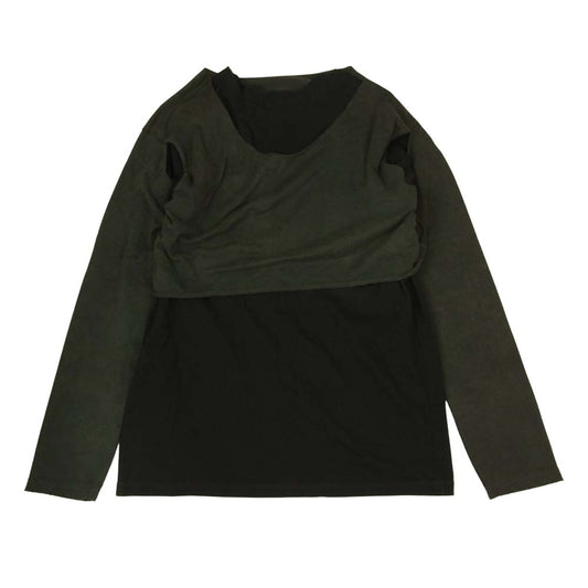 パーバーズ LAYER SLIT LONG TEE レイヤード スリット Tシャツ カットソー  ブラック系 F【中古】