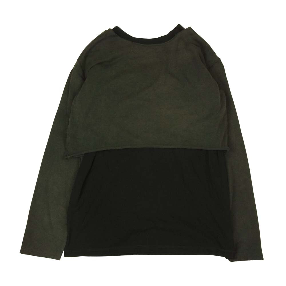 パーバーズ LAYER SLIT LONG TEE レイヤード スリット Tシャツ カットソー  ブラック系 F【中古】