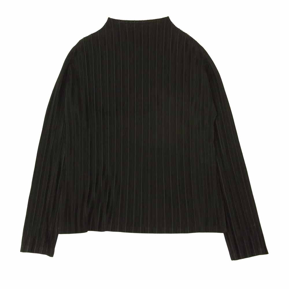 PLEATS PLEASE プリーツプリーズ イッセイミヤケ PP93-FK342 プリーツ加工 幅違いプリーツ モックネック カットソー 長袖 ブラック系 3【中古】