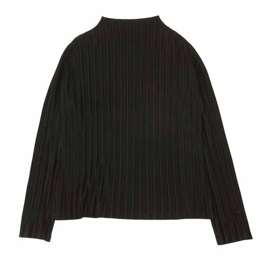 PLEATS PLEASE プリーツプリーズ イッセイミヤケ PP93-FK342 プリーツ加工 幅違いプリーツ モックネック カットソー 長袖 ブラック系 3【中古】