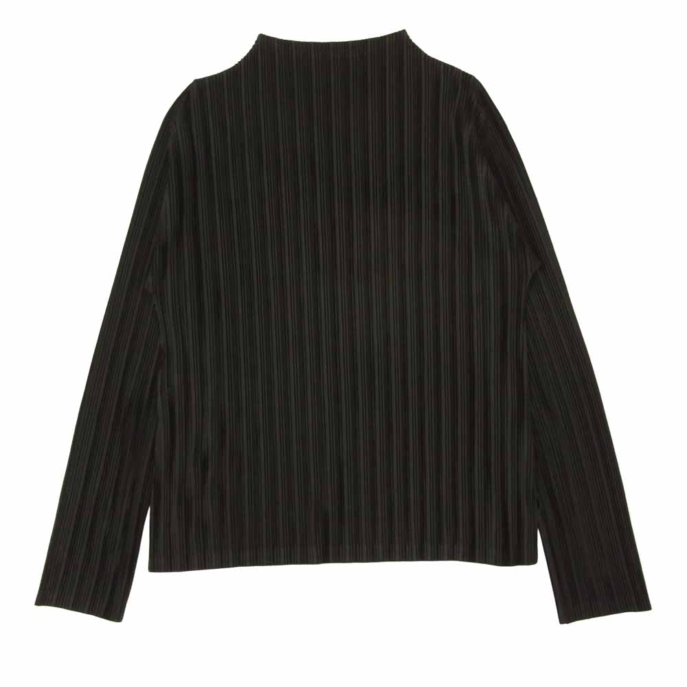 PLEATS PLEASE プリーツプリーズ イッセイミヤケ PP93-FK342 プリーツ加工 幅違いプリーツ モックネック カットソー 長袖 ブラック系 3【中古】