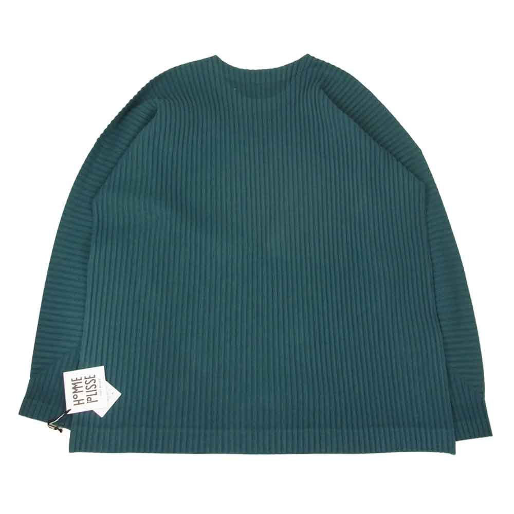 ISSEY MIYAKE イッセイミヤケ HOMME PLISSE オムプリッセ HP21JK151 プリーツ カットソー 長袖 グリーン系 3【中古】