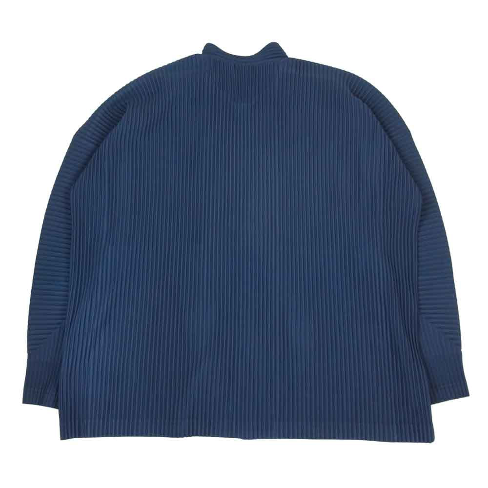 ISSEY MIYAKE イッセイミヤケ HOMME PLISSE オムプリッセ HP21JJ111 プリーツ スタンド カラー シャツ ネイビー系 3【中古】
