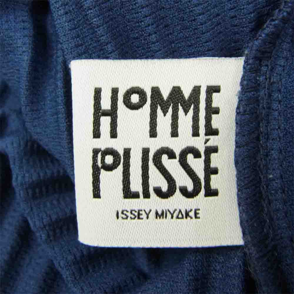 ISSEY MIYAKE イッセイミヤケ HOMME PLISSE オムプリッセ HP21JJ111 プリーツ スタンド カラー シャツ ネイビー系 3【中古】