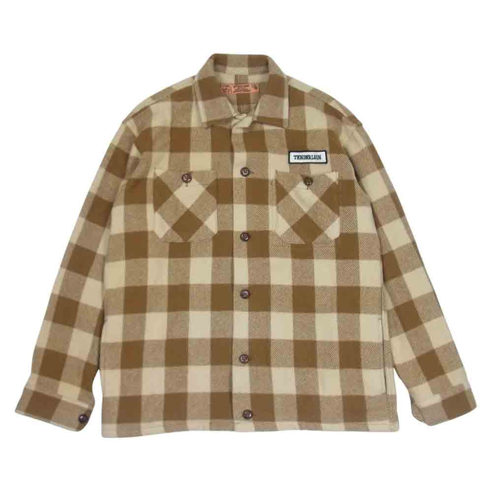 TENDERLOIN テンダーロイン T-BUFFALO JKT ウール チェック バッファロー シャツ ジャケット ライトブラウン系 XL【中古】