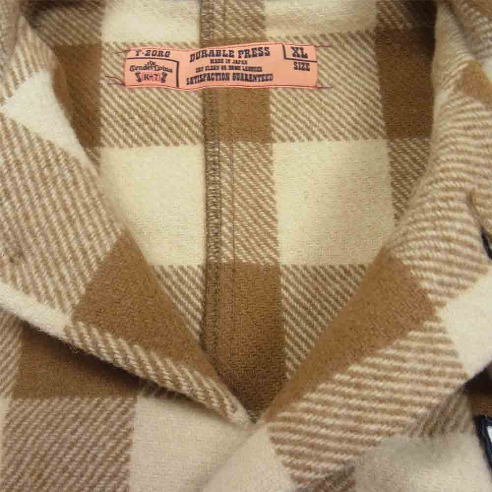 TENDERLOIN テンダーロイン T-BUFFALO JKT ウール チェック バッファロー シャツ ジャケット ライトブラウン系 XL【中古】