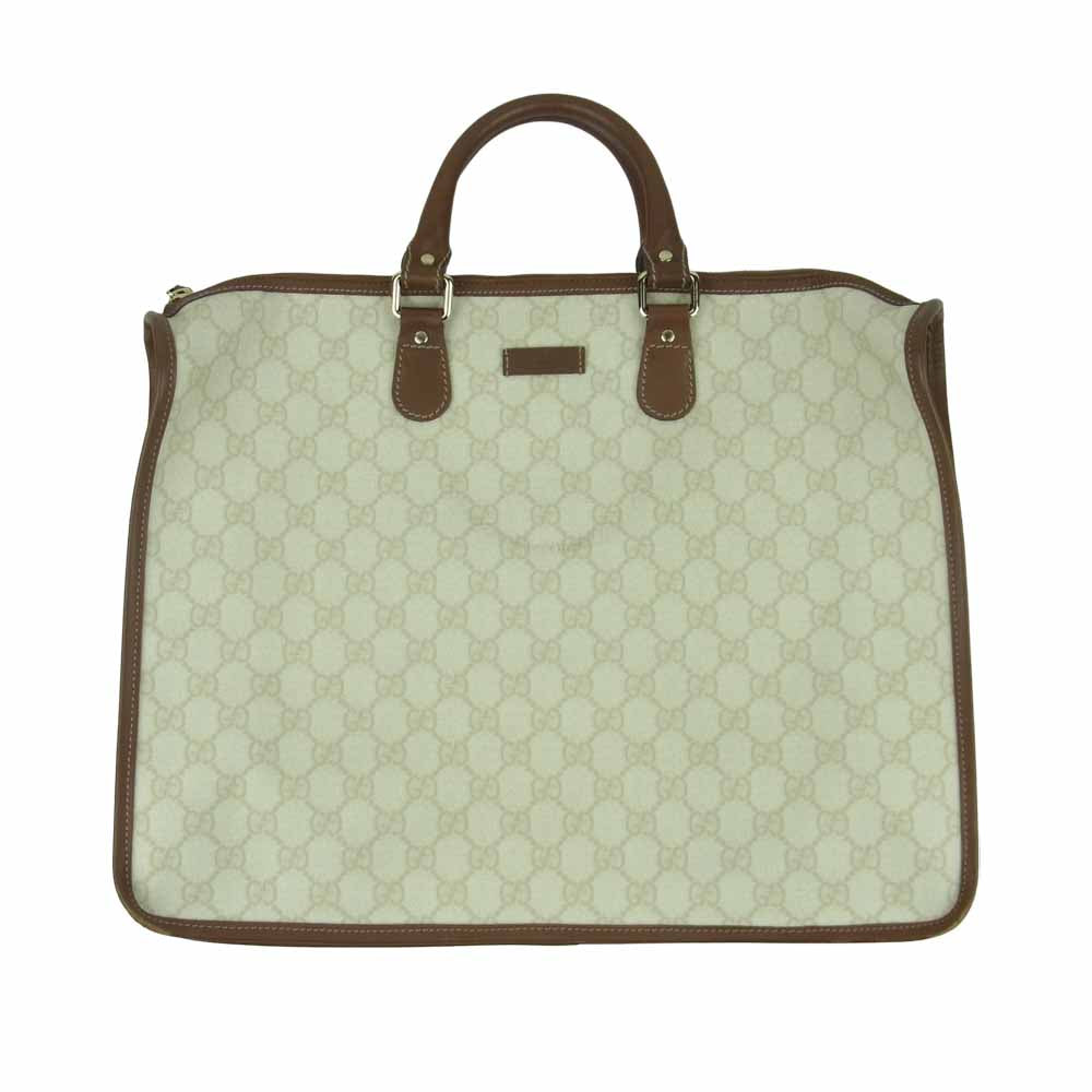 GUCCI グッチ 189899 GGプラス スプリーム PVC レザー ブリーフケース トート バッグ オフホワイト系 ブラウン系【中古】