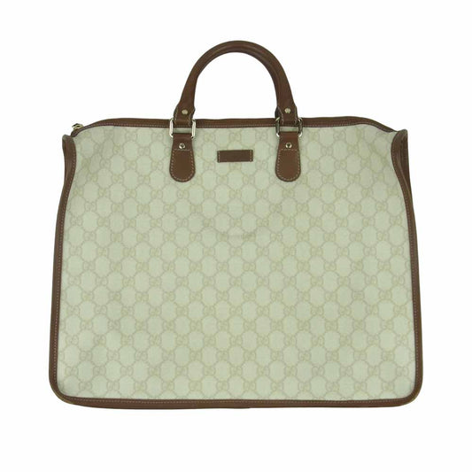 GUCCI グッチ 189899 GGプラス スプリーム PVC レザー ブリーフケース トート バッグ オフホワイト系 ブラウン系【中古】