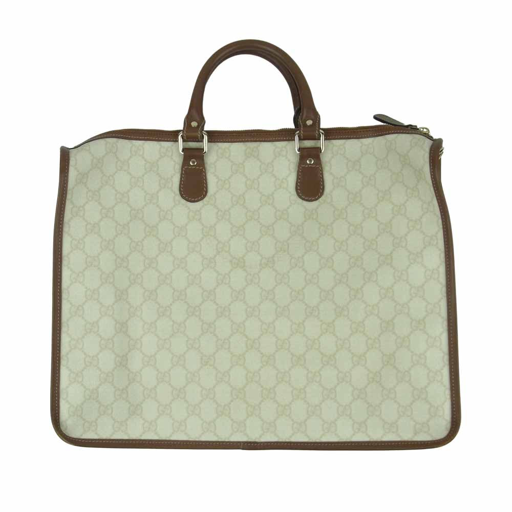 GUCCI グッチ 189899 GGプラス スプリーム PVC レザー ブリーフケース トート バッグ オフホワイト系 ブラウン系【中古】